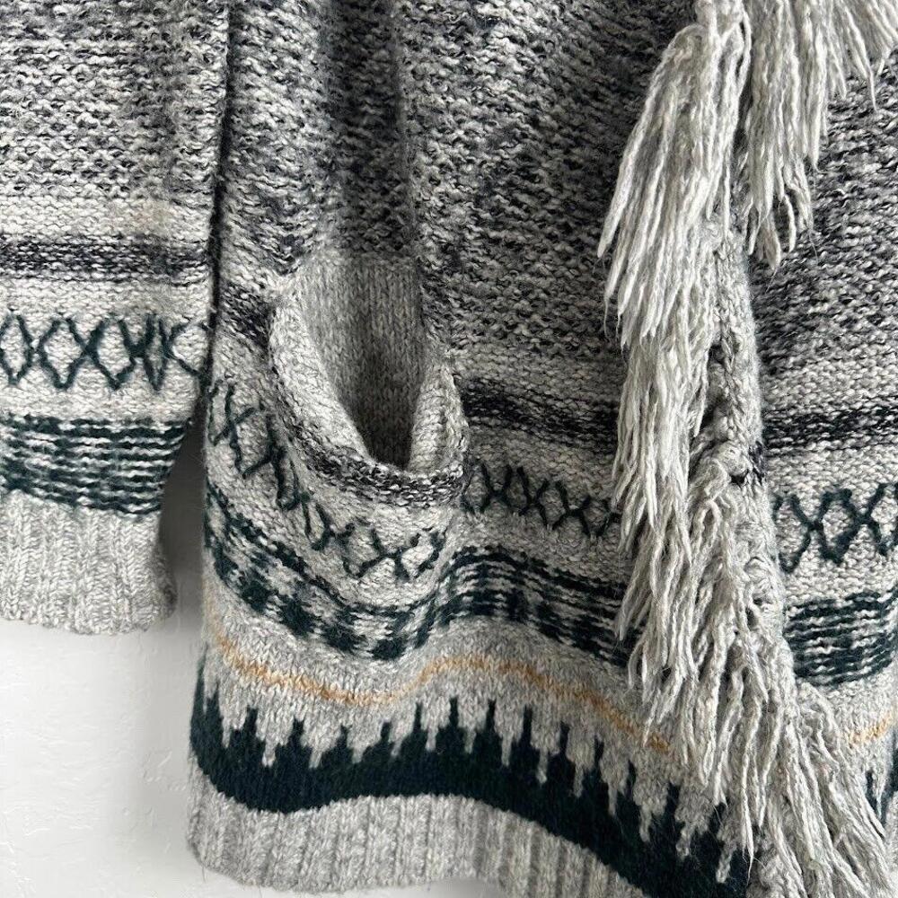 CAbi Shetland Womens Sweater XS‎ Waterfall open Cardigan Fringe Knit boho jacket - Picture 5 of 9